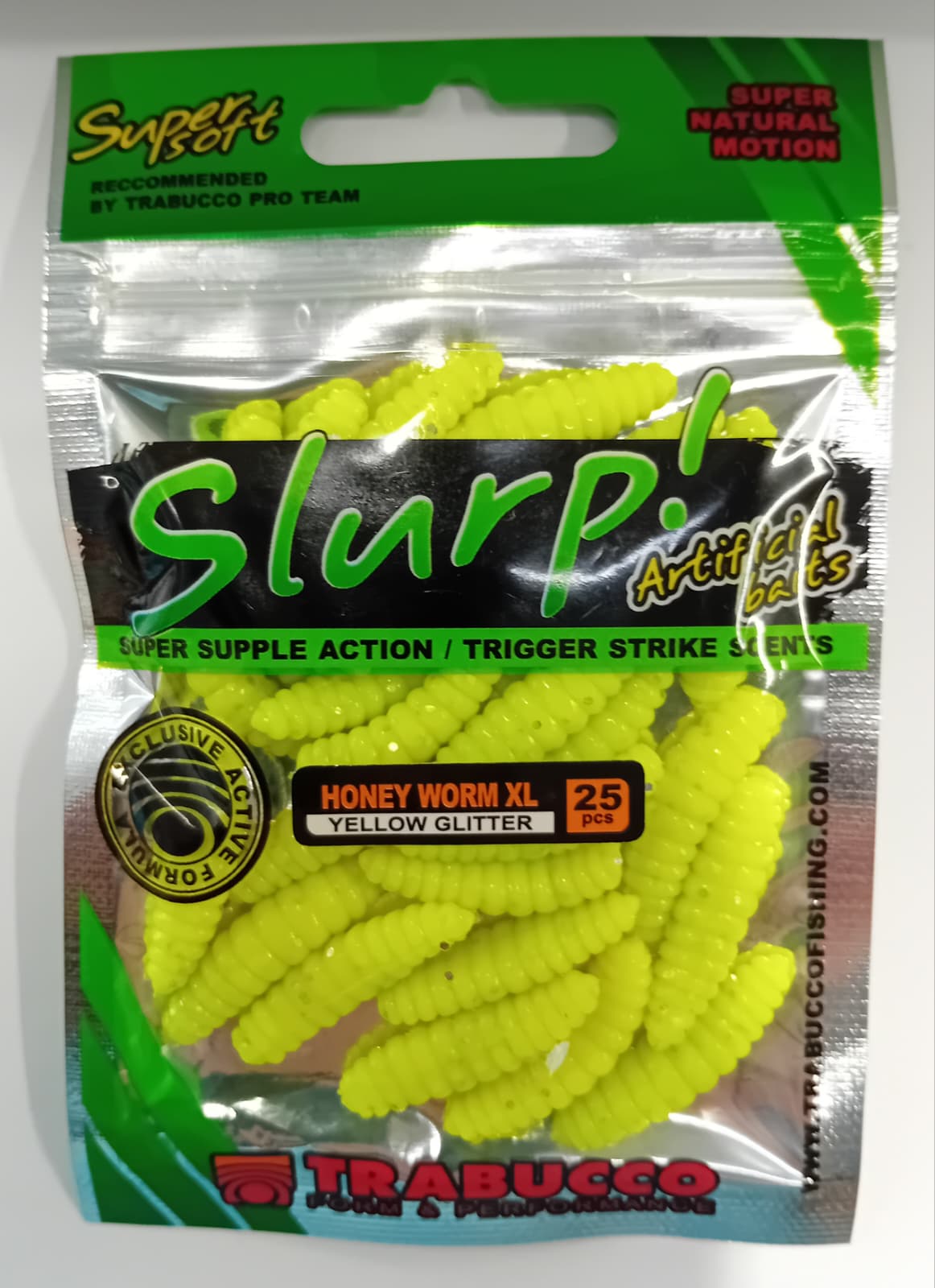 SLURP BAIT HONEY WORM XL YELLOW GLITTER 25pcs
