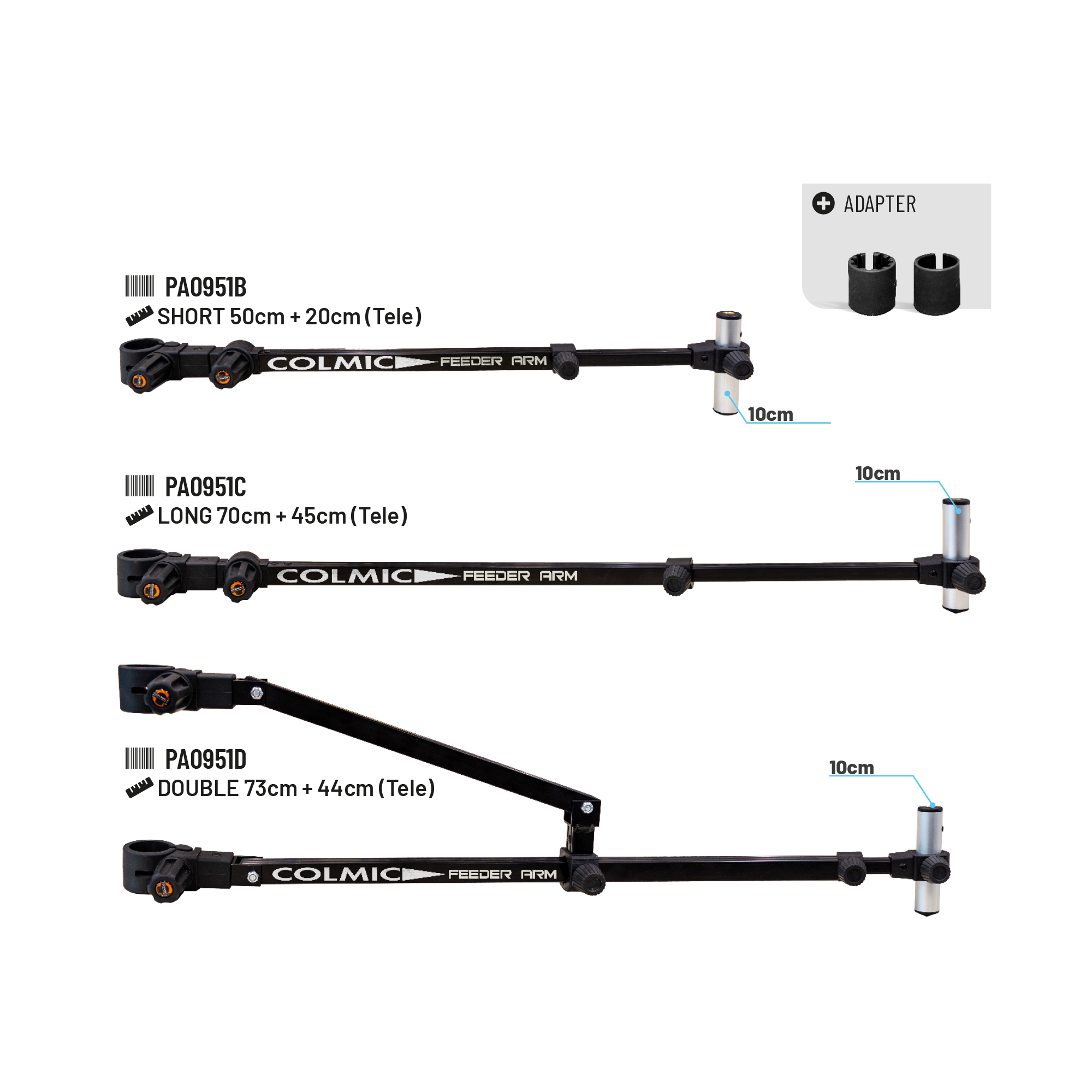 FEEDER ARM: SHORT + 10cm BAR  (D. 36mm)
