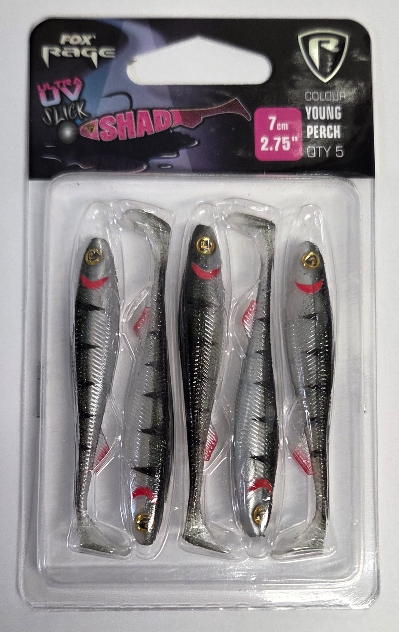 Slick Shad UV YOUNG PERCH x 5